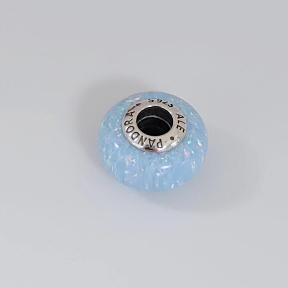 Pandora Opalescent Ocean Blue Charm with Lab-Created Opal Murano Glass Charm - Picture 4 of 4